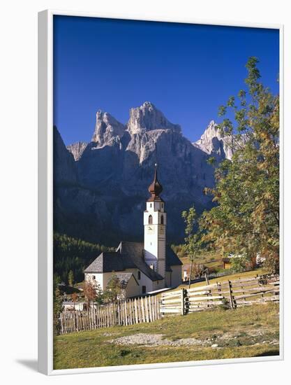 Italy, South Tyrol, Gr?Nertal, Dolomites, Kolfuschg, Sella, Church, Autumn-Thonig-Framed Photographic Print