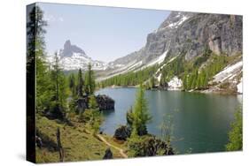 Italy, South Tyrol, the Dolomites, Cortina D'Ampezzo, Lago Federa, Beco De Mezodi-Alfons Rumberger-Stretched Canvas