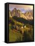 Italy, South Tyrol, Villn?Tal, St. Magdalena, Church, Mountains, 'Geislerspitzen', Autumn-Thonig-Framed Stretched Canvas