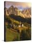 Italy, South Tyrol, Villn?Tal, St. Magdalena, Church, Mountains, 'Geislerspitzen', Autumn-Thonig-Stretched Canvas