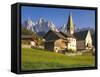 Italy, South Tyrol, Villn?Tal, St. Magdalena, Church, Mountains, 'Geislerspitzen'-Thonig-Framed Stretched Canvas