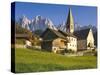 Italy, South Tyrol, Villn?Tal, St. Magdalena, Church, Mountains, 'Geislerspitzen'-Thonig-Stretched Canvas
