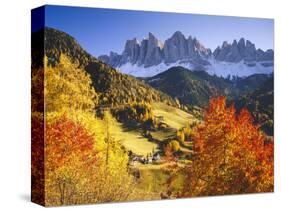 Italy, South Tyrol, Villn?Tal, St. Magdalena, Mountains, 'Geislerspitzen', Autumn-Thonig-Stretched Canvas