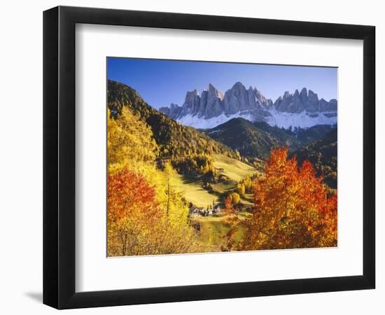 Italy, South Tyrol, Villn?Tal, St. Magdalena, Mountains, 'Geislerspitzen', Autumn-Thonig-Framed Photographic Print