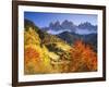 Italy, South Tyrol, Villn?Tal, St. Magdalena, Mountains, 'Geislerspitzen', Autumn-Thonig-Framed Photographic Print