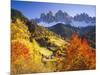 Italy, South Tyrol, Villn?Tal, St. Magdalena, Mountains, 'Geislerspitzen', Autumn-Thonig-Mounted Photographic Print