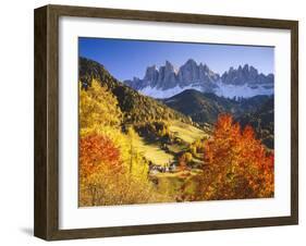 Italy, South Tyrol, Villn?Tal, St. Magdalena, Mountains, 'Geislerspitzen', Autumn-Thonig-Framed Photographic Print