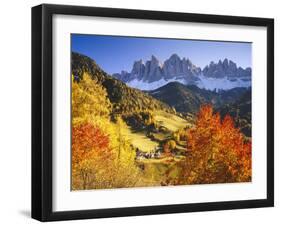 Italy, South Tyrol, Villn?Tal, St. Magdalena, Mountains, 'Geislerspitzen', Autumn-Thonig-Framed Photographic Print