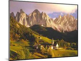 Italy, South Tyrol, Villn?Tal, St. Magdalena, Mountains, 'Geislerspitzen', Autumn-Thonig-Mounted Photographic Print