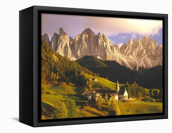 Italy, South Tyrol, Villn?Tal, St. Magdalena, Mountains, 'Geislerspitzen', Autumn-Thonig-Framed Stretched Canvas