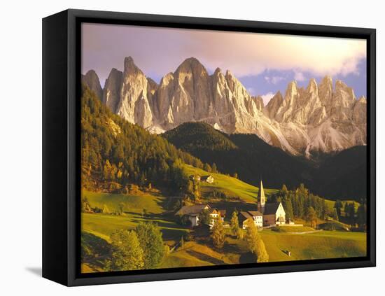 Italy, South Tyrol, Villn?Tal, St. Magdalena, Mountains, 'Geislerspitzen', Autumn-Thonig-Framed Stretched Canvas