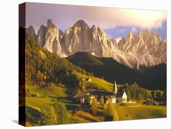 Italy, South Tyrol, Villn?Tal, St. Magdalena, Mountains, 'Geislerspitzen', Autumn-Thonig-Stretched Canvas