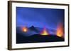 Italy, Stromboli. Long Exposure Image of Three Eruptions at Night-David Slater-Framed Photographic Print