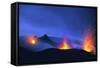 Italy, Stromboli. Long Exposure Image of Three Eruptions at Night-David Slater-Framed Stretched Canvas