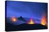 Italy, Stromboli. Long Exposure Image of Three Eruptions at Night-David Slater-Stretched Canvas