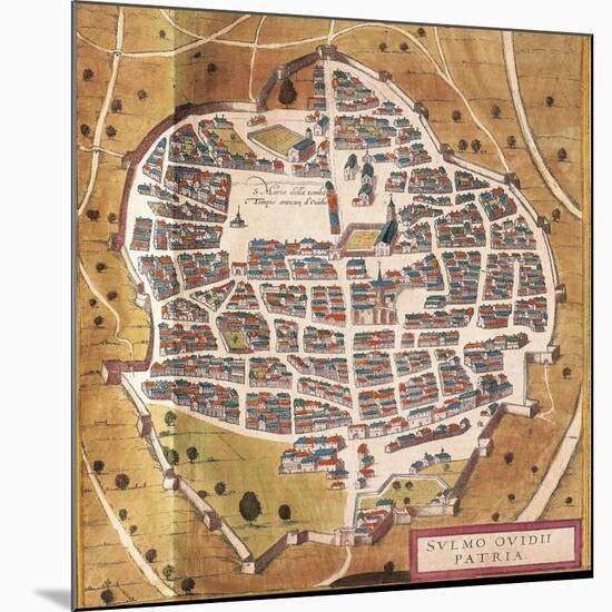 Italy, Sulmona, the City of Sulmona from Civitates Orbis Terrarum-null-Mounted Giclee Print