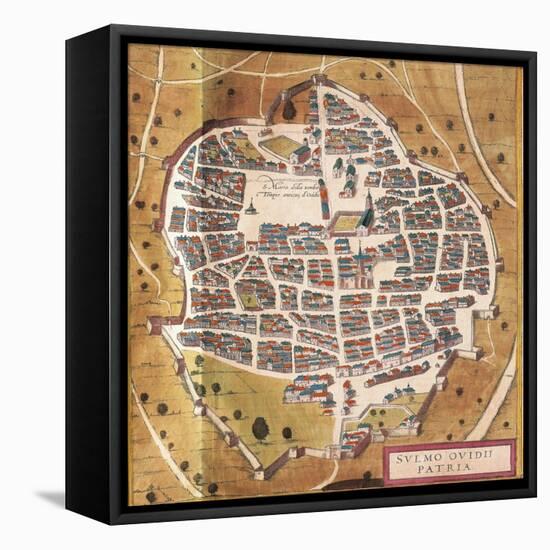 Italy, Sulmona, the City of Sulmona from Civitates Orbis Terrarum-null-Framed Stretched Canvas