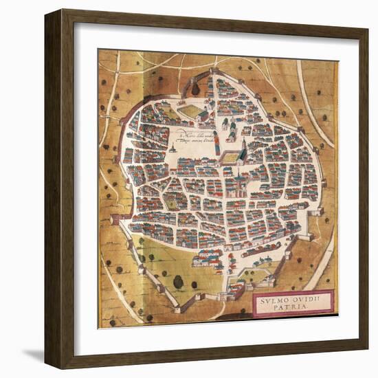 Italy, Sulmona, the City of Sulmona from Civitates Orbis Terrarum-null-Framed Giclee Print