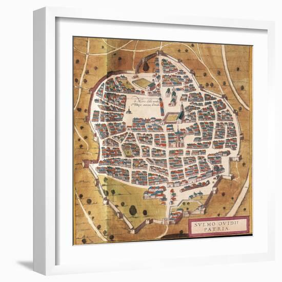 Italy, Sulmona, the City of Sulmona from Civitates Orbis Terrarum-null-Framed Giclee Print