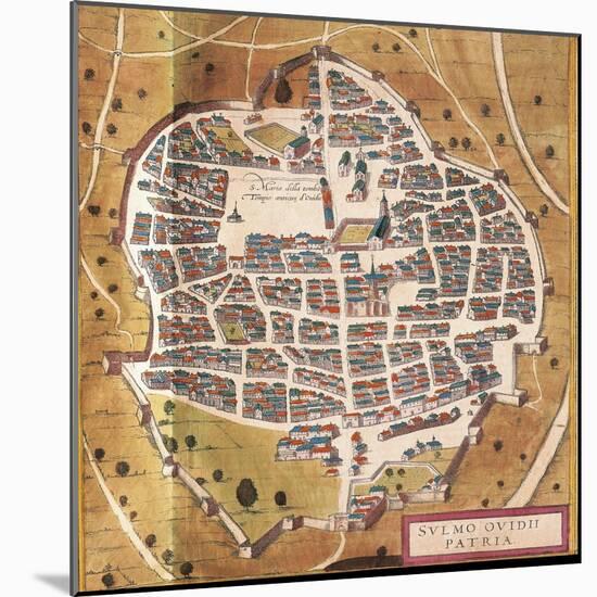 Italy, Sulmona, the City of Sulmona from Civitates Orbis Terrarum-null-Mounted Giclee Print