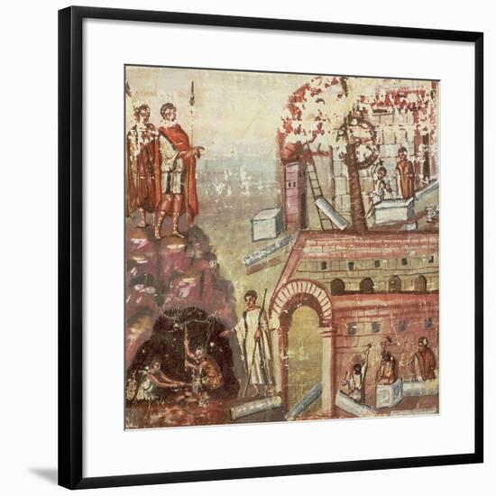 Italy, the Construction of a City, Miniature from the Manuscript Vaticanus Latinus 3225-null-Framed Giclee Print