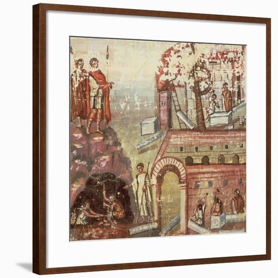 Italy, the Construction of a City, Miniature from the Manuscript Vaticanus Latinus 3225-null-Framed Giclee Print