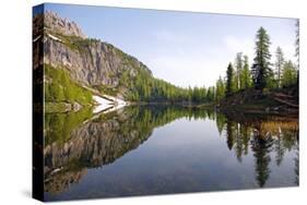 Italy, the Dolomites, South Tyrol, Cortina D'Ampezzo, Lago Di Federa, Trees, Reflection-Alfons Rumberger-Stretched Canvas