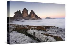 Italy, Trentino Alto Adige, Dolomites, Clouds Rising on Three Peaks of Lavaredo-Cristiana Damiano-Stretched Canvas