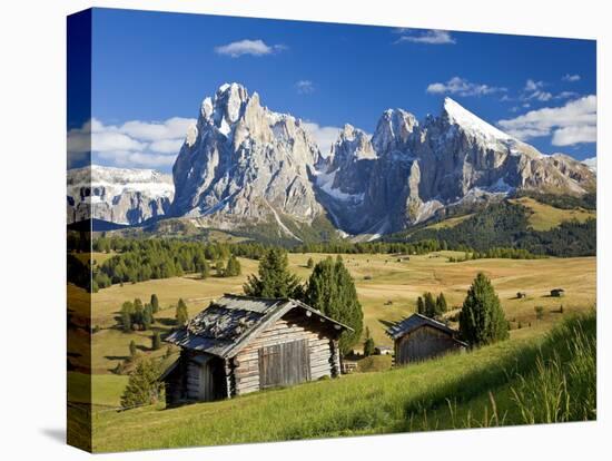 Italy, Trentino-Alto Adige, South Tyrol, Bolzano District, Alpe Di Siusi, Seiser Alm, Sassolungo (L-Peter Adams-Stretched Canvas