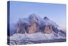 Italy, Trentino-Alto Adige, the Dolomite Peaks Tre Cime Di Lavaredo Wreathed in Cloud-Anne Maenurm-Stretched Canvas