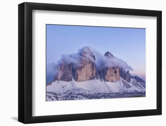 Italy, Trentino-Alto Adige, the Dolomite Peaks Tre Cime Di Lavaredo Wreathed in Cloud-Anne Maenurm-Framed Photographic Print