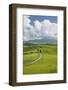 Italy, Tuscany. a Country Road Meanders Through Rolling Hills of Wheat Below Pienza-Brenda Tharp-Framed Photographic Print