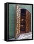 Italy, Tuscany. Beautiful wooden doors leading to a barrel room at a winery.-Julie Eggers-Framed Stretched Canvas