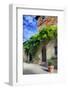 Italy, Tuscany. Courtyard of an agriturismo near the hill town of Montalcino.-Julie Eggers-Framed Photographic Print