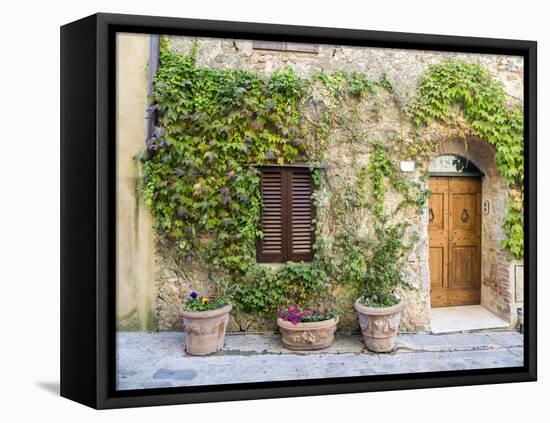 Italy, Tuscany. Entrance to a home in Tuscany decorated with potted plants.-Julie Eggers-Framed Stretched Canvas