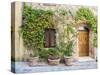 Italy, Tuscany. Entrance to a home in Tuscany decorated with potted plants.-Julie Eggers-Stretched Canvas