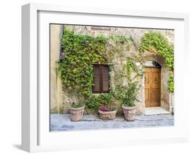 Italy, Tuscany. Entrance to a home in Tuscany decorated with potted plants.-Julie Eggers-Framed Photographic Print