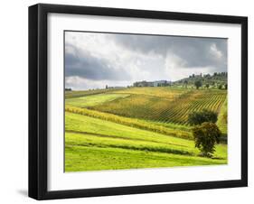 Italy, Tuscany. Farm House and Vineyard in the Chianti Region-Julie Eggers-Framed Photographic Print