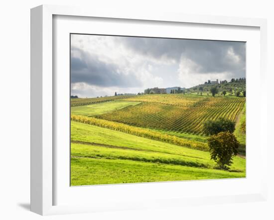 Italy, Tuscany. Farm House and Vineyard in the Chianti Region-Julie Eggers-Framed Photographic Print