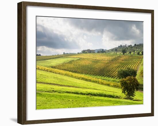 Italy, Tuscany. Farm House and Vineyard in the Chianti Region-Julie Eggers-Framed Photographic Print