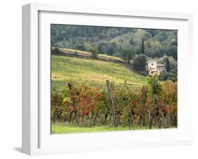 Italy, Tuscany. Farm House and Vineyard in the Chianti Region-Julie Eggers-Framed Premium Photographic Print