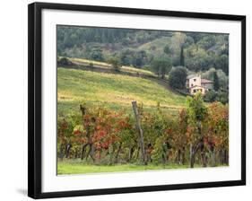 Italy, Tuscany. Farm House and Vineyard in the Chianti Region-Julie Eggers-Framed Photographic Print