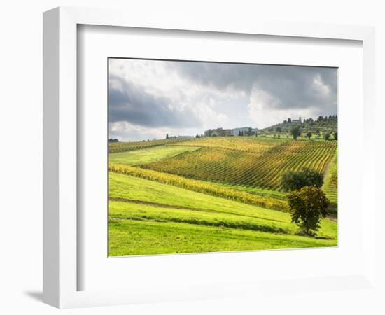 Italy, Tuscany. Farm House and Vineyard in the Chianti Region-Julie Eggers-Framed Photographic Print