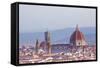 Italy, Tuscany, Florence. Overview of the City with Brunelleschi Cupola on the Duomo. Unesco.-Ken Scicluna-Framed Stretched Canvas