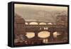 Italy, Tuscany, Florence, Ponte Vecchio and Arno River with Bridge-Jeff Spielman-Framed Stretched Canvas