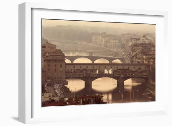 Italy, Tuscany, Florence, Ponte Vecchio and Arno River with Bridge-Jeff Spielman-Framed Photographic Print