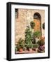 Italy, Tuscany. Flowers by House in the Medieval Town Monticchiello-Julie Eggers-Framed Photographic Print