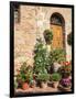 Italy, Tuscany. Flowers by House in the Medieval Town Monticchiello-Julie Eggers-Framed Photographic Print