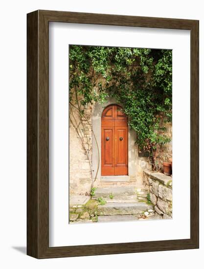 Italy, Tuscany, Greve in Chianti. Chianti vineyards. Stone farm house entrance door.-Emily Wilson-Framed Photographic Print