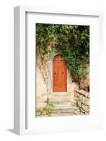 Italy, Tuscany, Greve in Chianti. Chianti vineyards. Stone farm house entrance door.-Emily Wilson-Framed Photographic Print